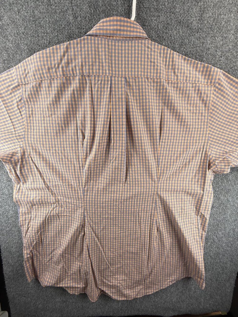 Brooks Brothers Check Non-Iron Cotton XL Button-Down Short Sleeve Blue Orange - Picture 14 of 16